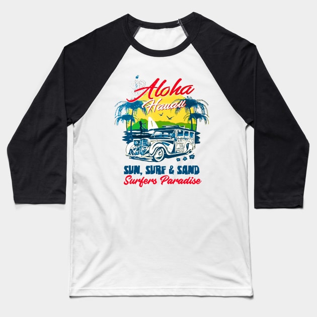 Aloha Hawaii Baseball T-Shirt by ArtMofid